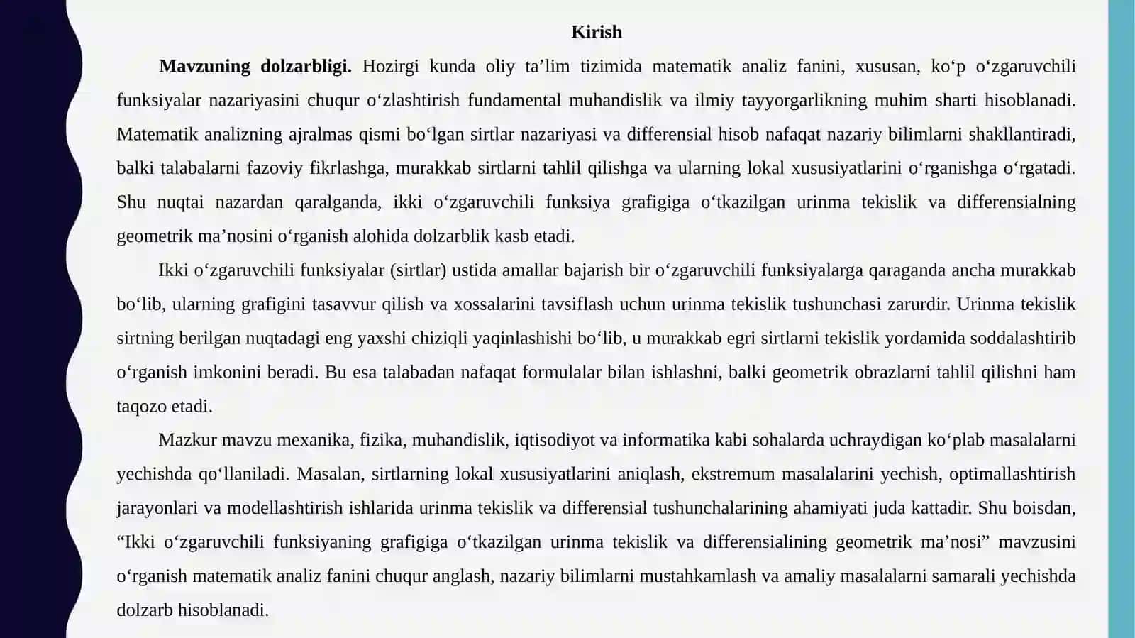 MATEMATIK ANALIZ FANIDAN 4