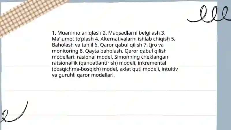 Boshqaruv qarorlari va uning boshqaruvdagi ahamiyati 4