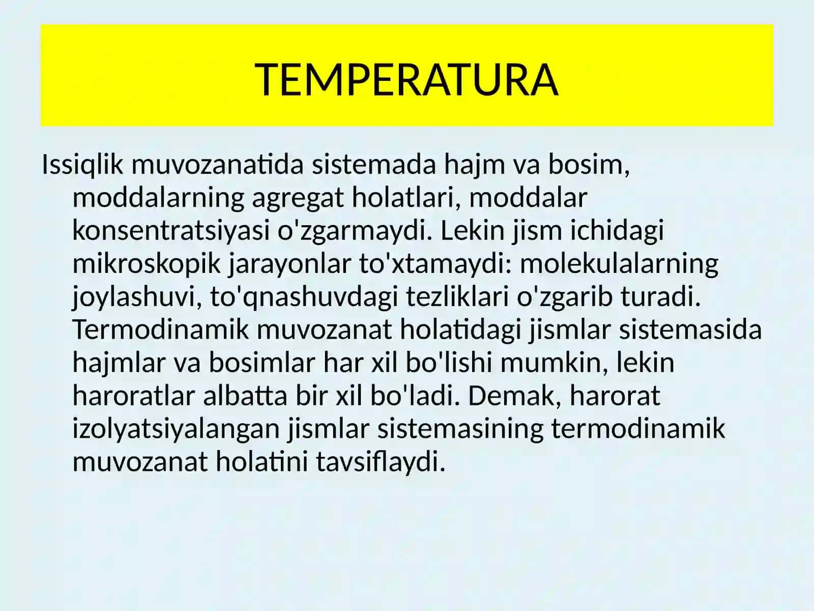Fizika - Temperatura va issiqlik muvozanati (10-sinf) 4