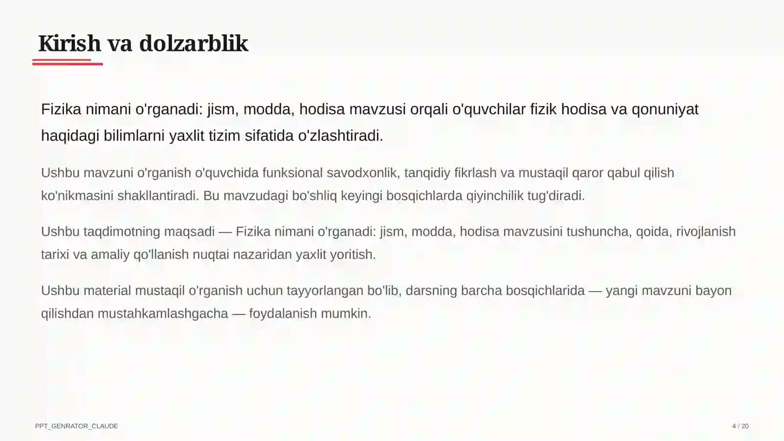 Fizika nimani o'rganadi: jism, modda, hodisa (6-sinf) 4