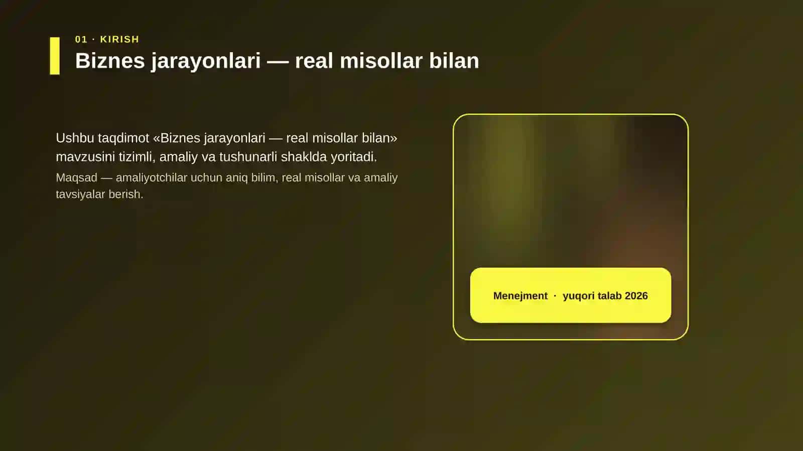 Biznes jarayonlari — real misollar bilan 4
