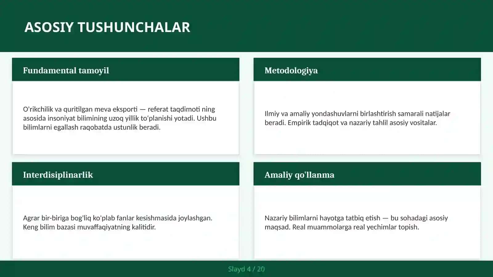 O'rikchilik va quritilgan meva eksporti — referat taqdimoti 4