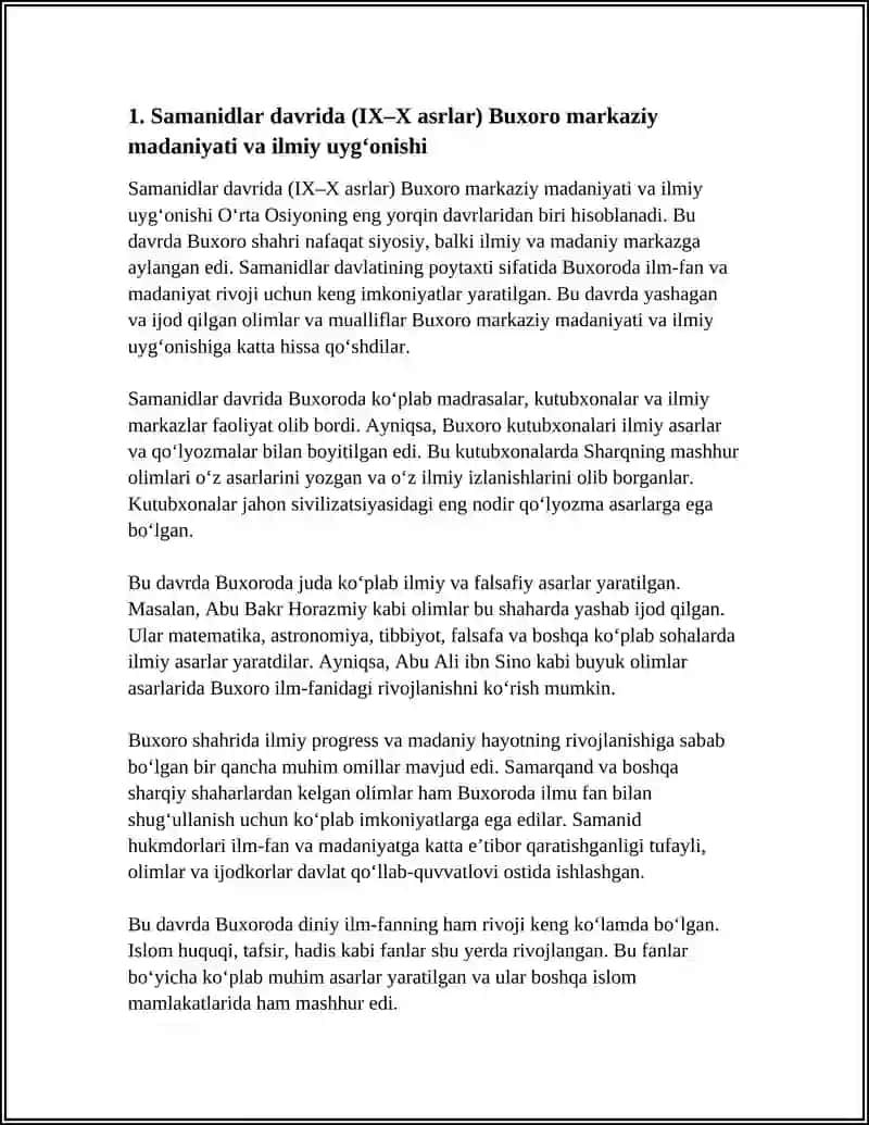 IX-XII ASRLARDA MAMLAKATIMIZ HUDUDIDA YUZ BERGAN MADANIY UYG‘ONISH. (RENESSANS).BUYUK MUTAFAKKIRLARNING JAHON SIVILIZATSIYASIGA QO‘SHGAN HISSASI 4