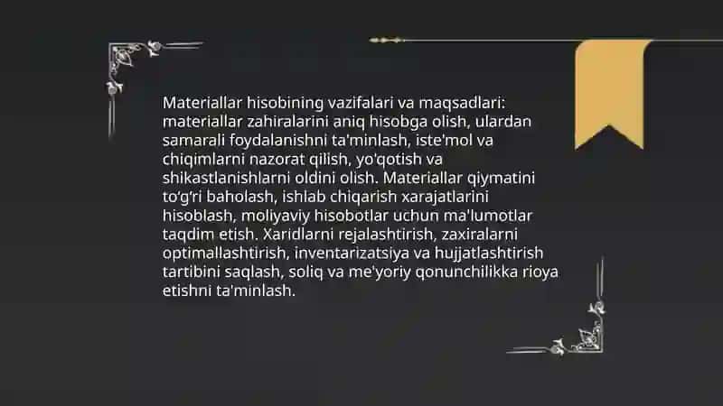 Materiallar hisobi 4