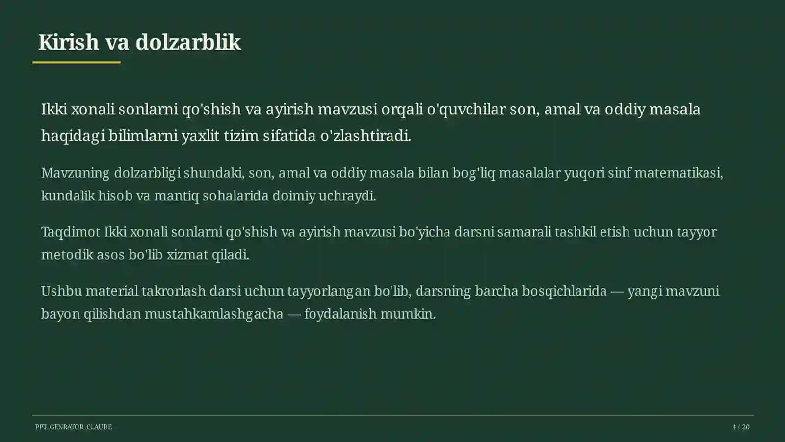 Ikki xonali sonlarni qo'shish va ayirish (2-sinf) 4