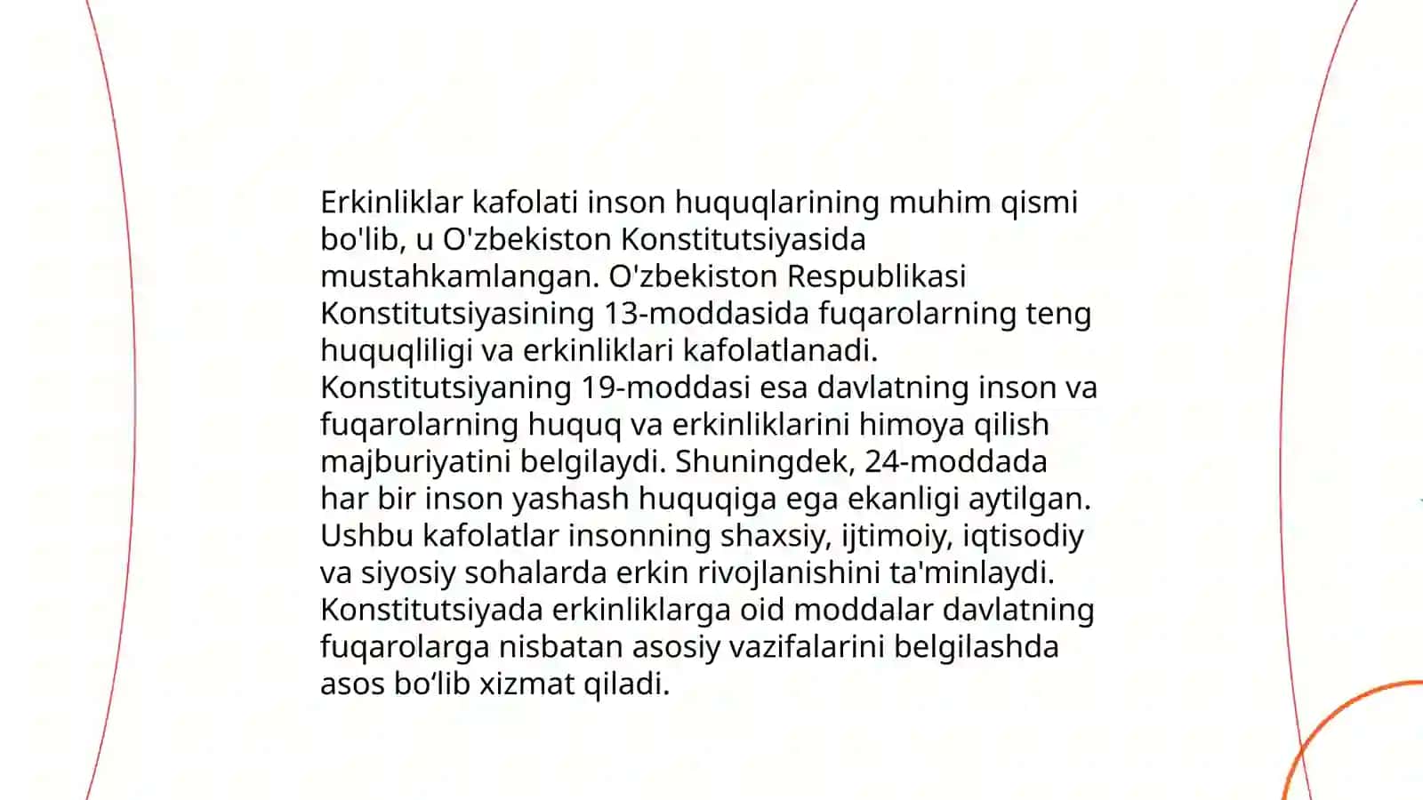 Yangi Oʻzbekistonda inson haq huquqlari va erkinliklari kafolatining yaratilishi - Doʻsmatova Sarvinoz 4
