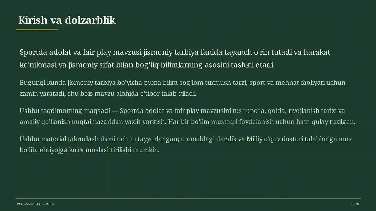 Sportda adolat va fair play (10-sinf) 4