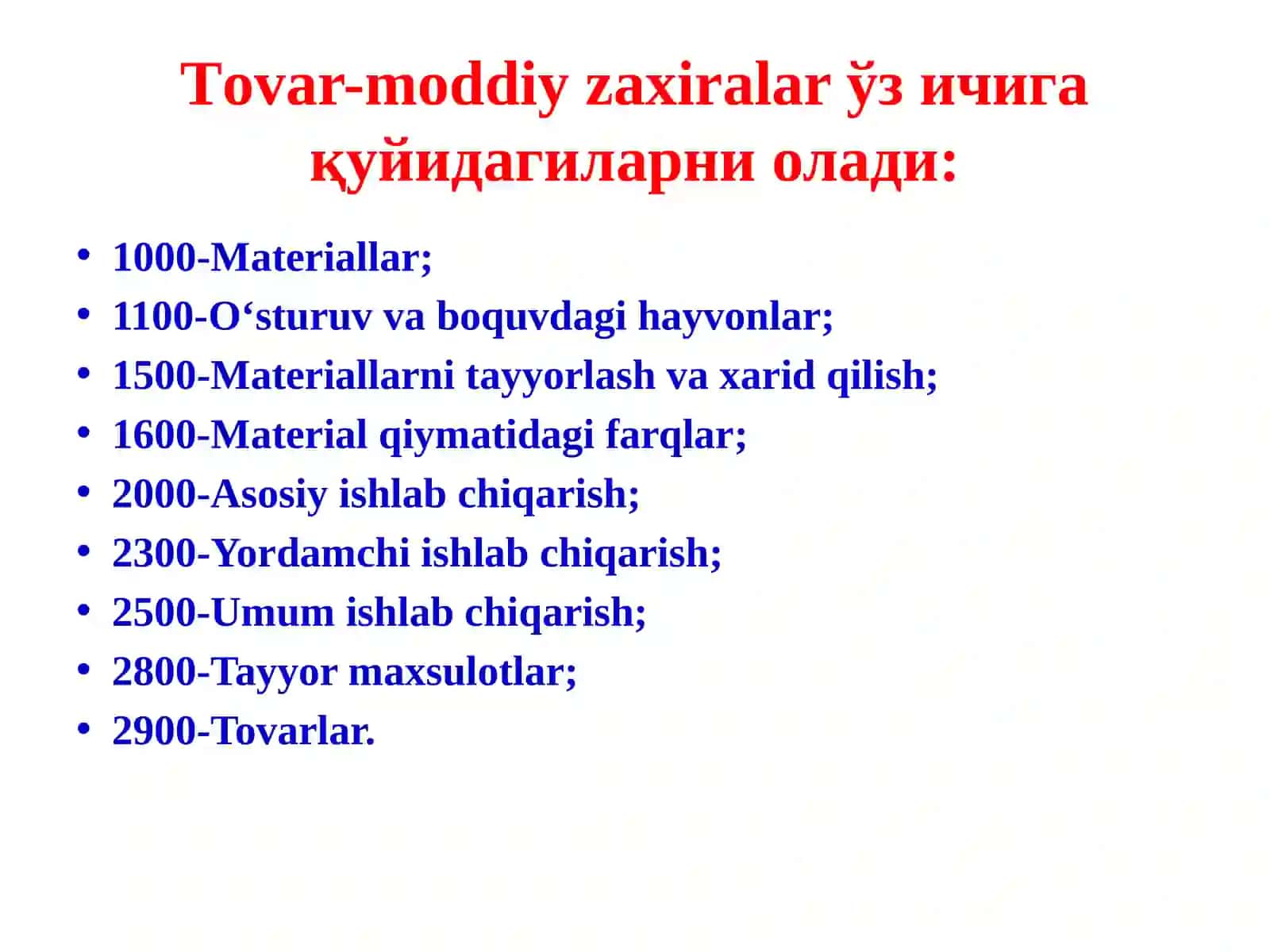 Materiallar hisobi 4
