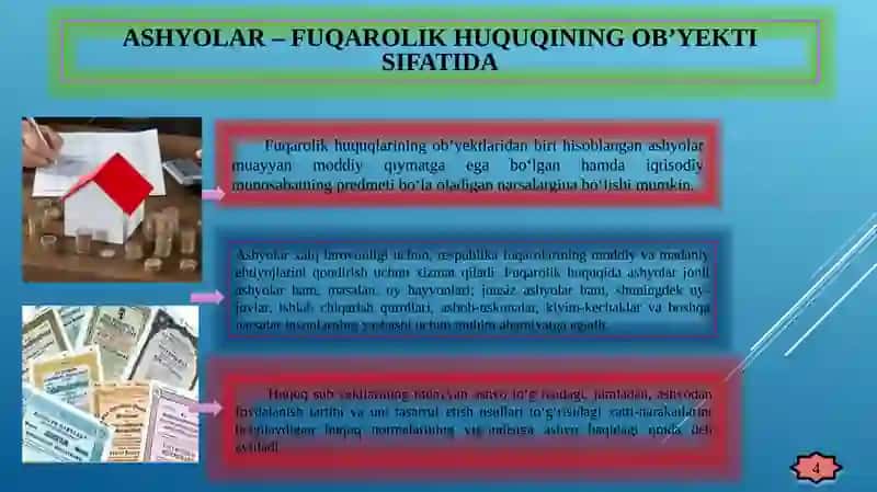 Fuqarolik Huquqiy Munosabat Ob'ektlari 4