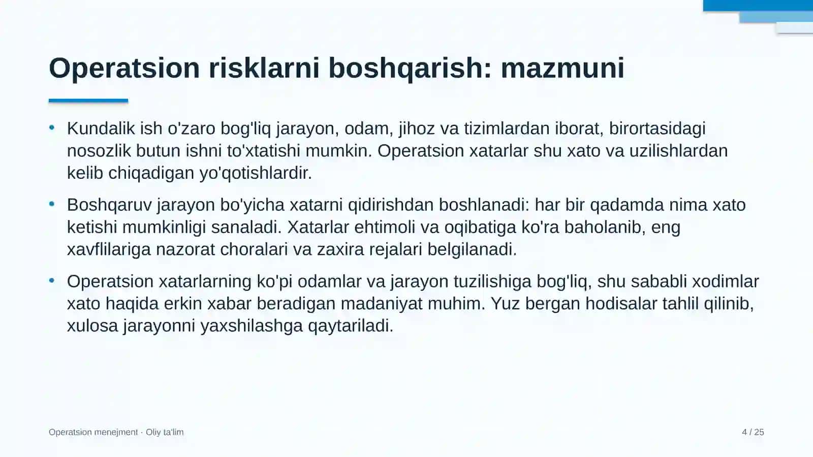 Geodeziya va kartografiyada operatsion risklarni boshqarish 4
