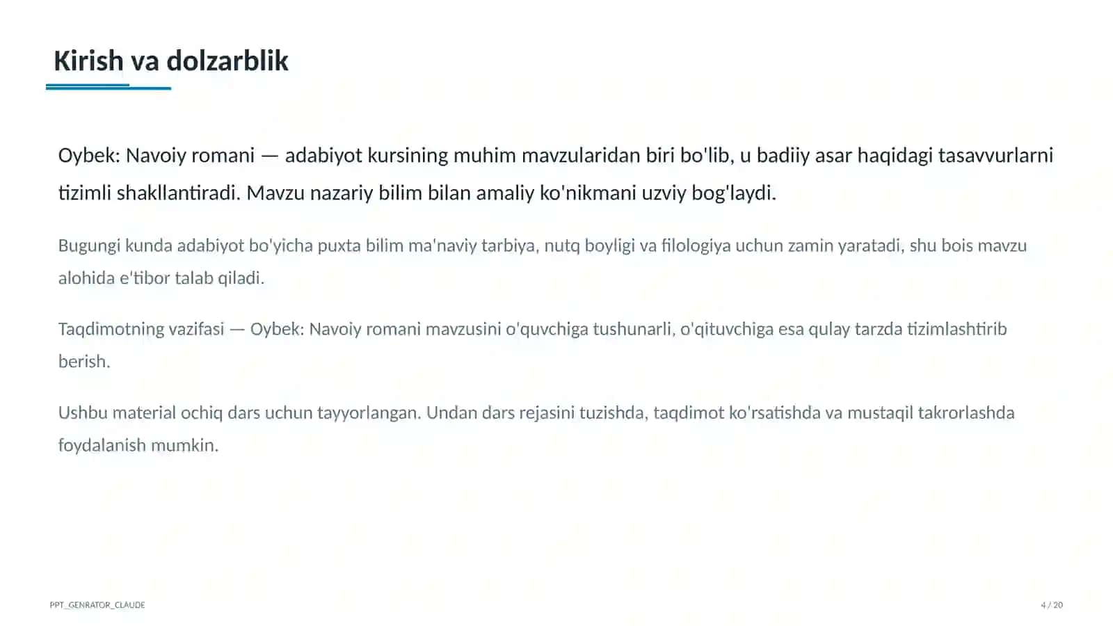 Oybek: Navoiy romani (10-sinf) 4