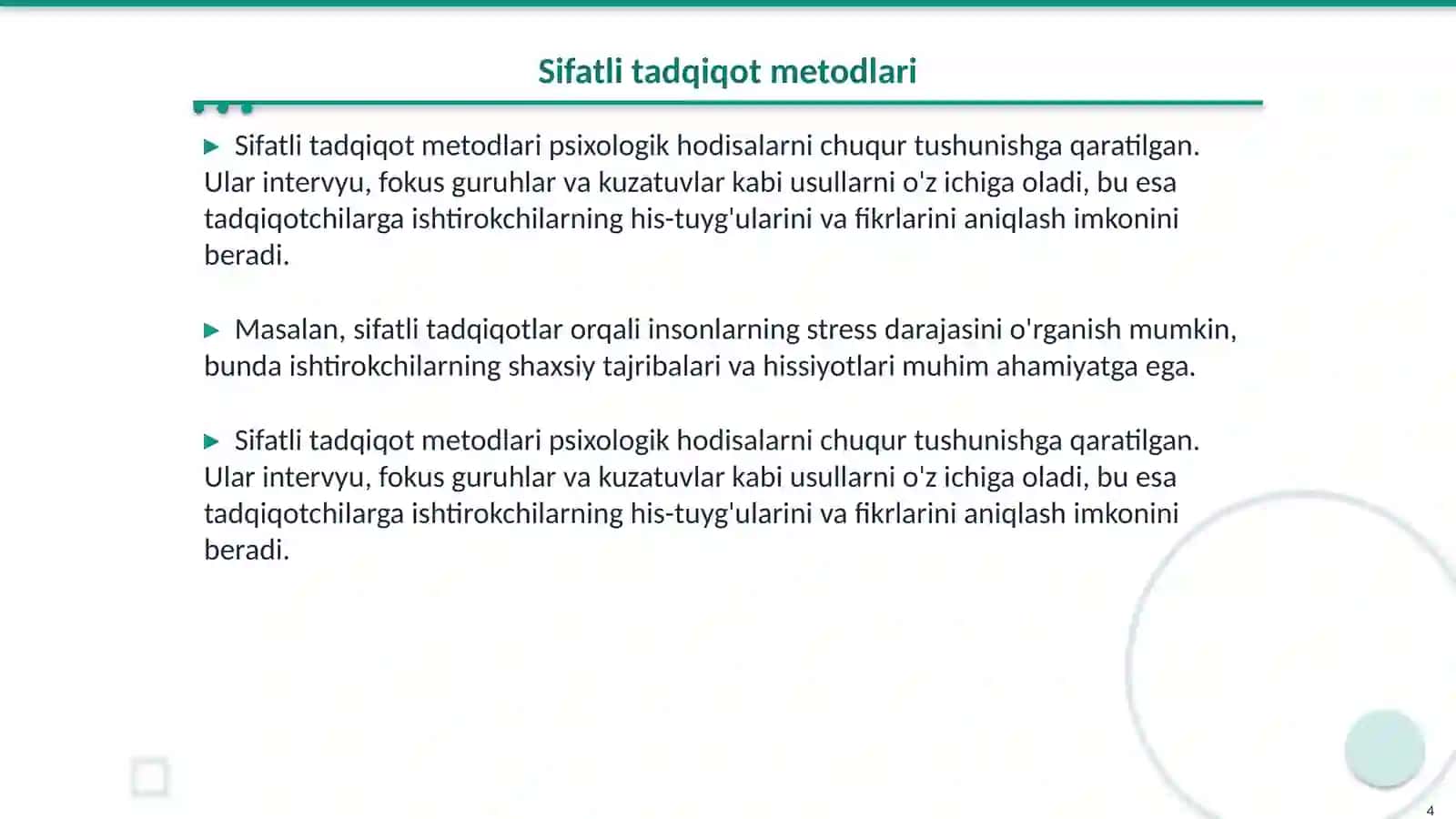 Psixologiyaning ilmiy tadqiqot metodlari va tarmoqlari 4