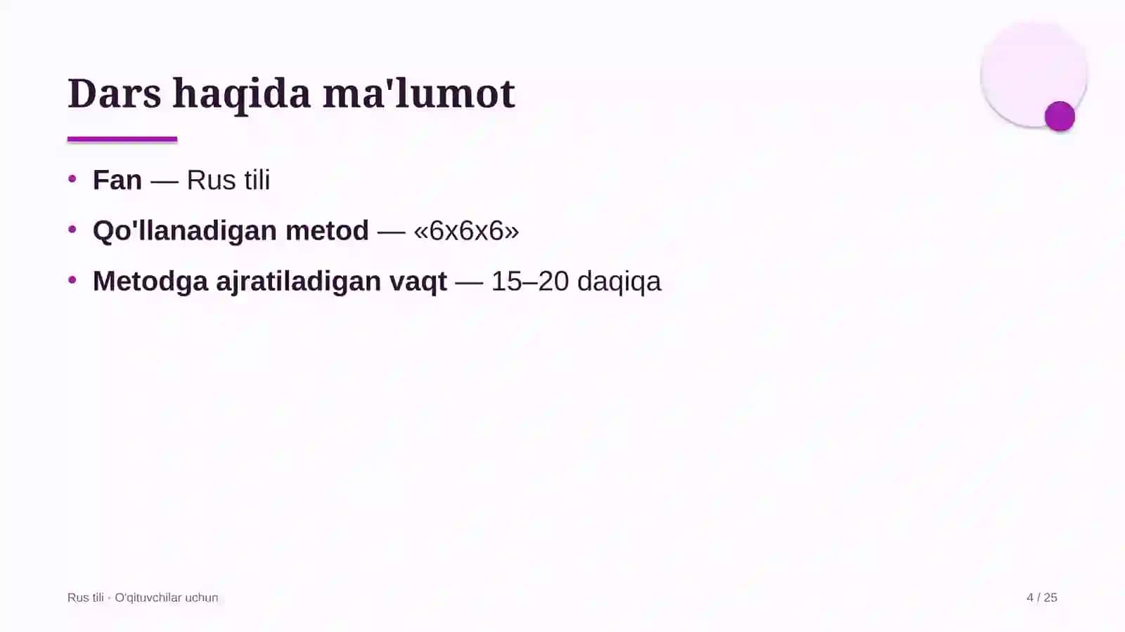 rus tili darslarida 6x6x6 metodidan foydalanish 1710 4