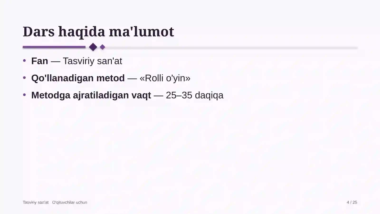 tasviriy san'at darslarida rolli o'yin metodidan foydalanish 1791 4