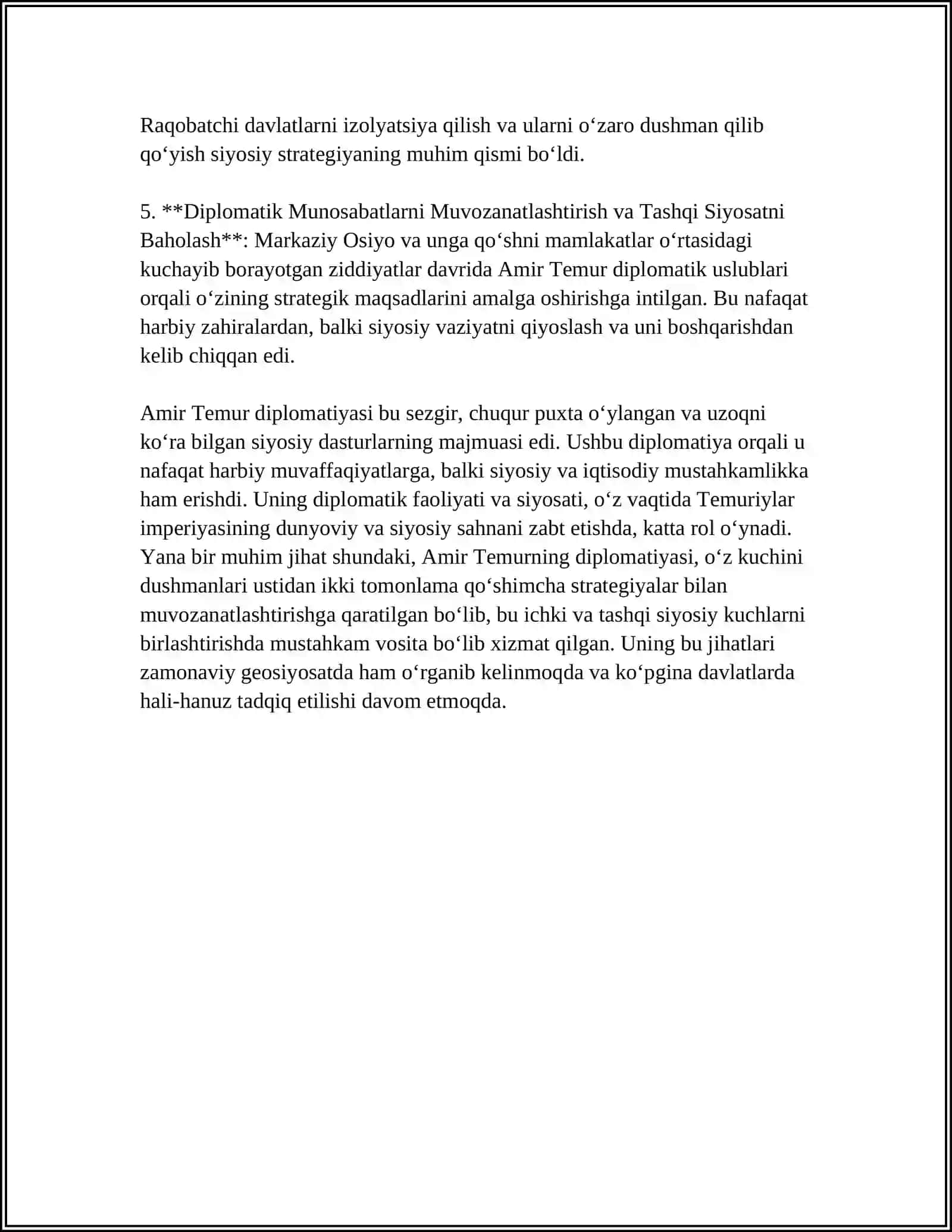 AMIR TEMUR DIPLOMATIYASINING O’ZIGA XOS XUSUSIYATLARI 4