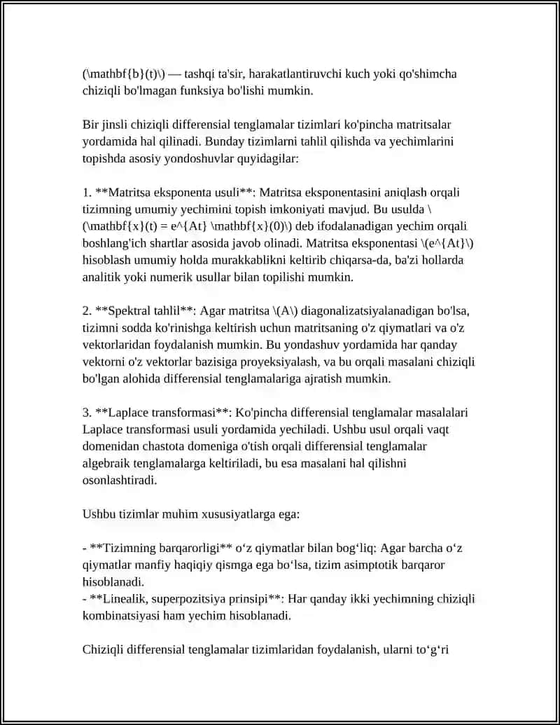 BIR JINSLI SISTEMALAR.BIR JINSLI SISTEMALARNI YECHISH USULARI.YECHIMLARNING FUNDAMENTAL SISTEMALARI 4