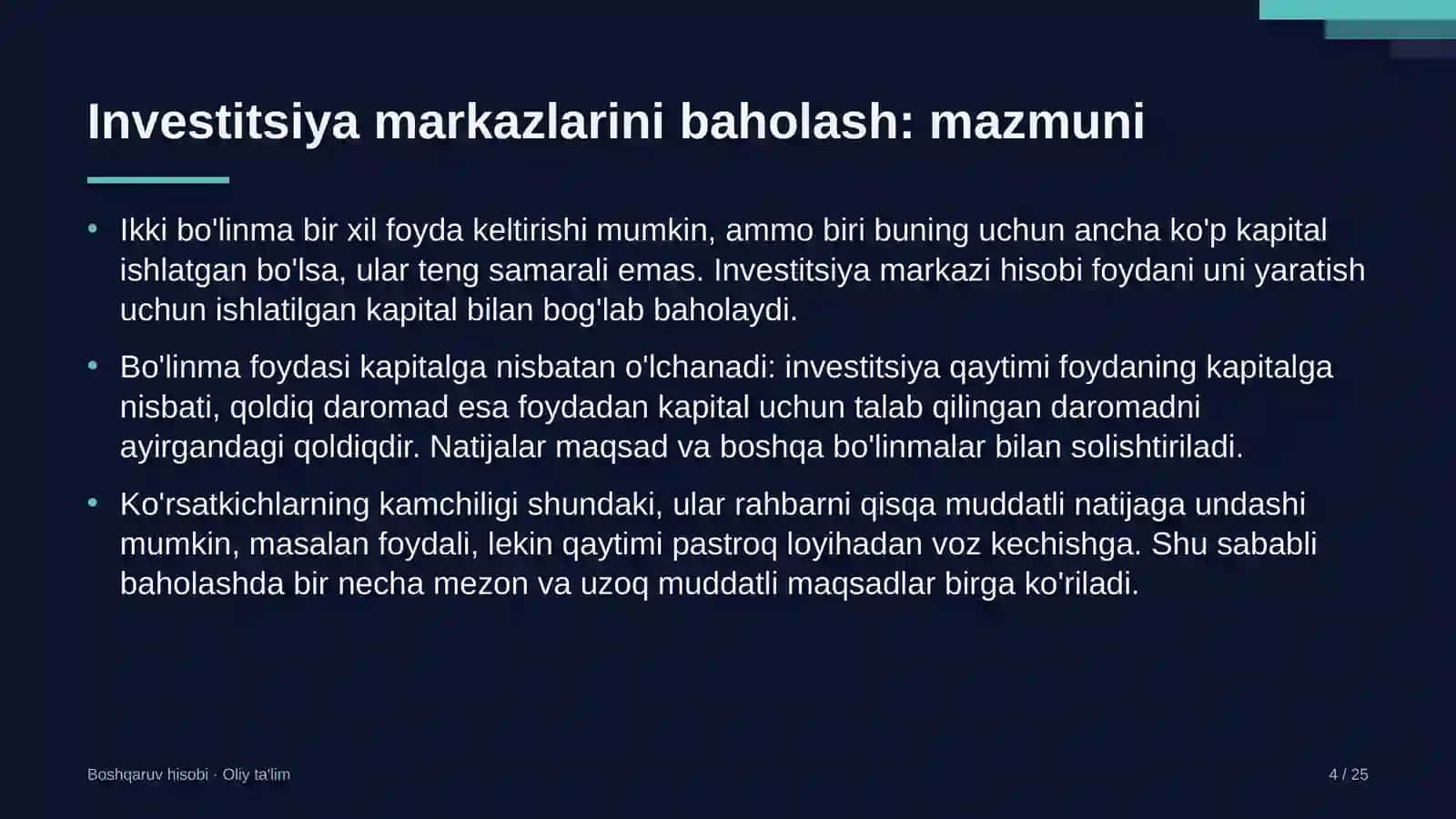 Konserva zavodlarida investitsiya markazlari faoliyatini baholash 4