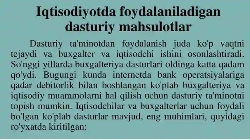 Iqtisodiy muammolarni hal qilish uchun zamonaviy dasturlashtillaridan foydalanish 4
