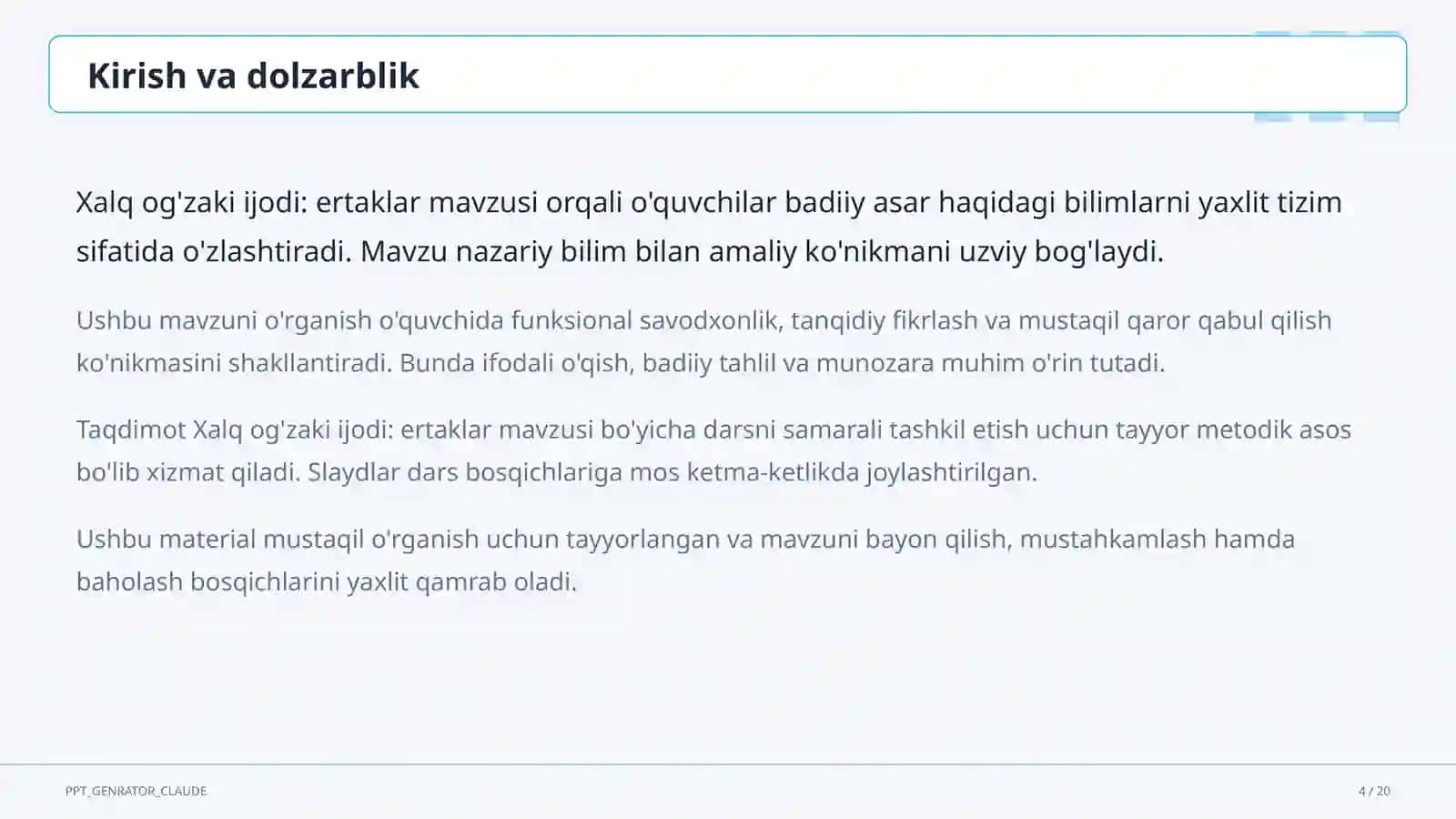 Xalq og'zaki ijodi: ertaklar (5-sinf) 4