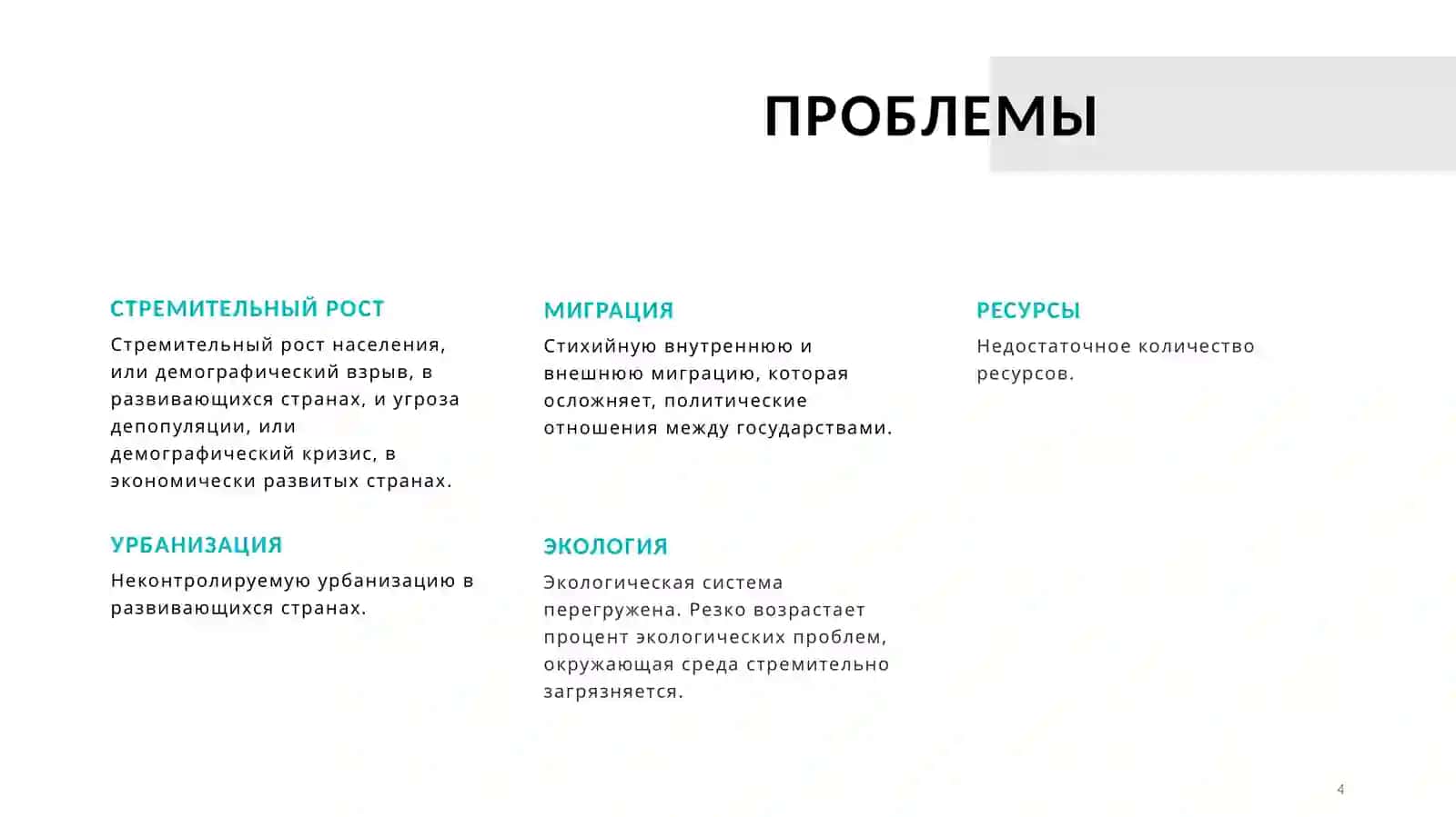 Актуальные проблемы человечества. Демографические проблемы. 4