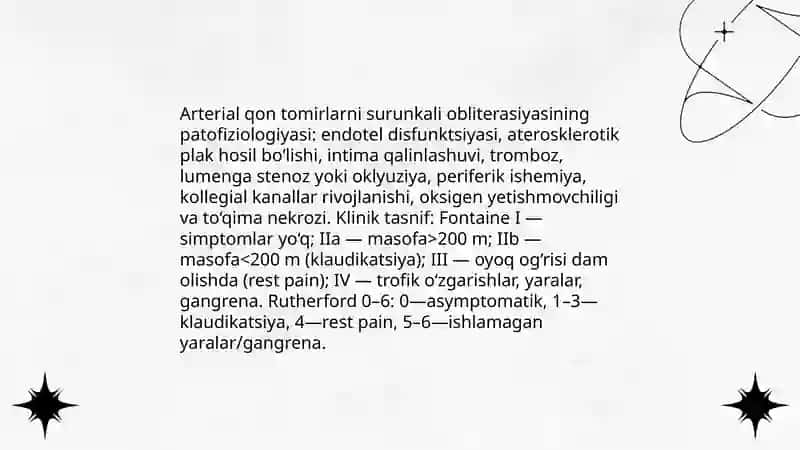Arterial qon tomirlarni surunkali obliterasiyasida zamonaviy davolash usullari 4