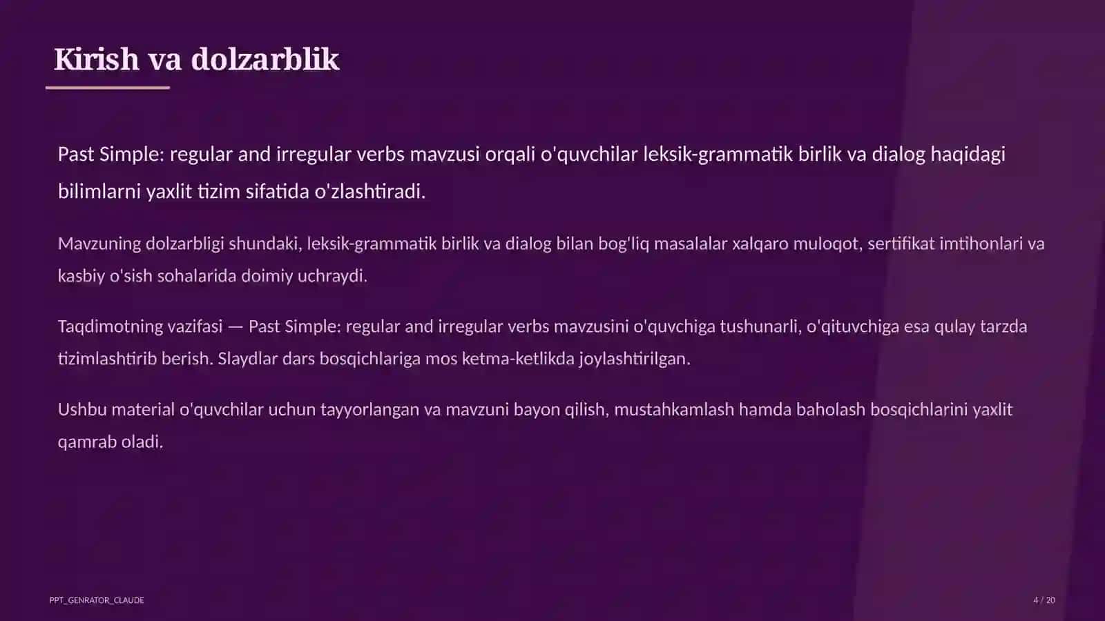 Past Simple: regular and irregular verbs (6-sinf) 4
