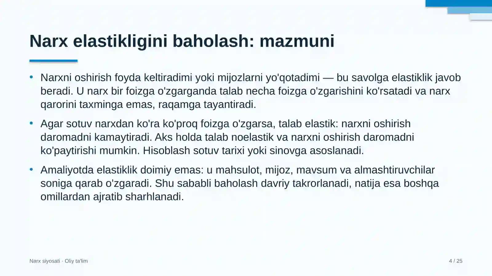 Buyumlar interneti sohasida narx elastikligini baholash 4