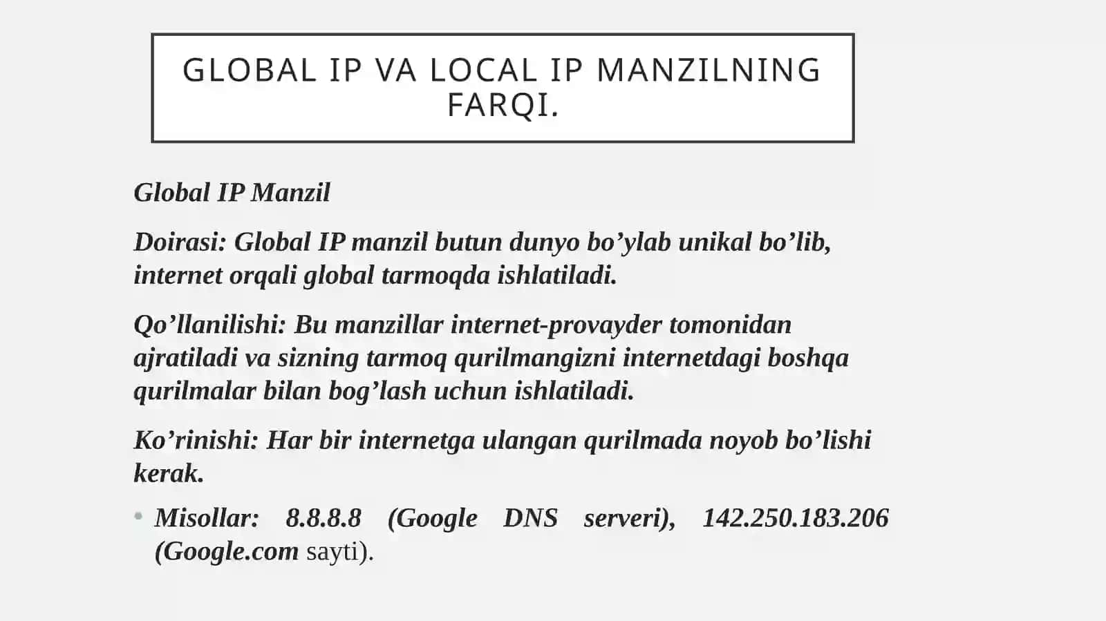 Global IP manzil 4
