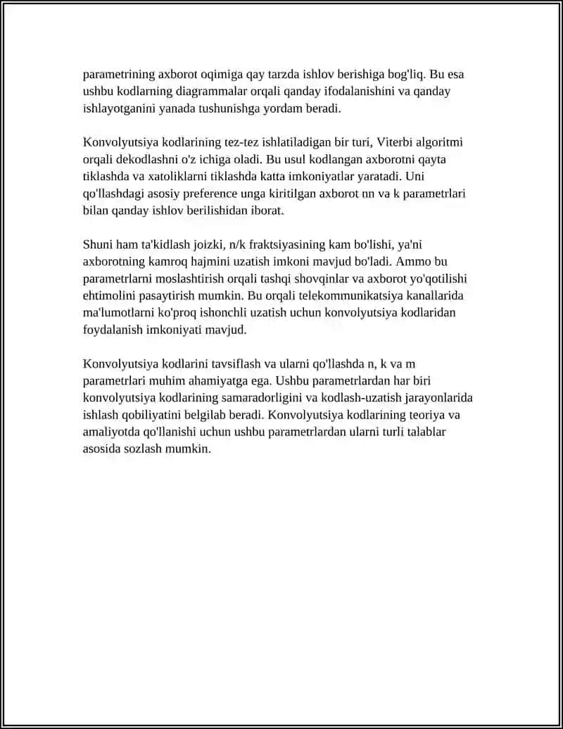 KONVOLYUTSIYA KODLARINING TASNIFI 4