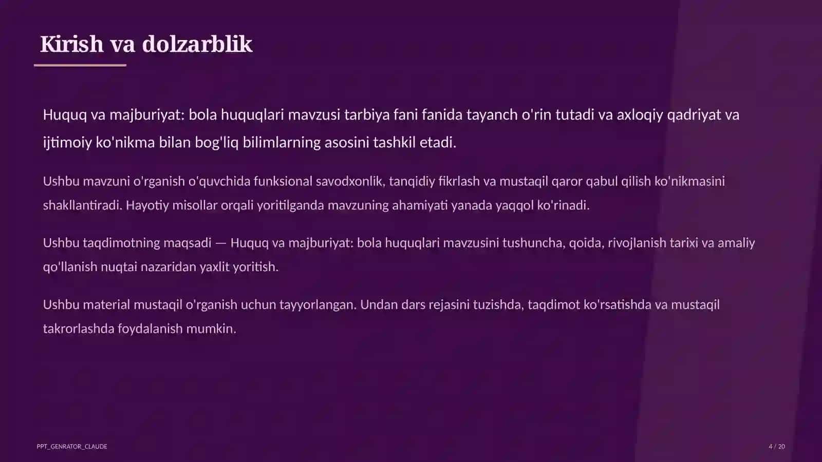 Huquq va majburiyat: bola huquqlari (8-sinf) 4