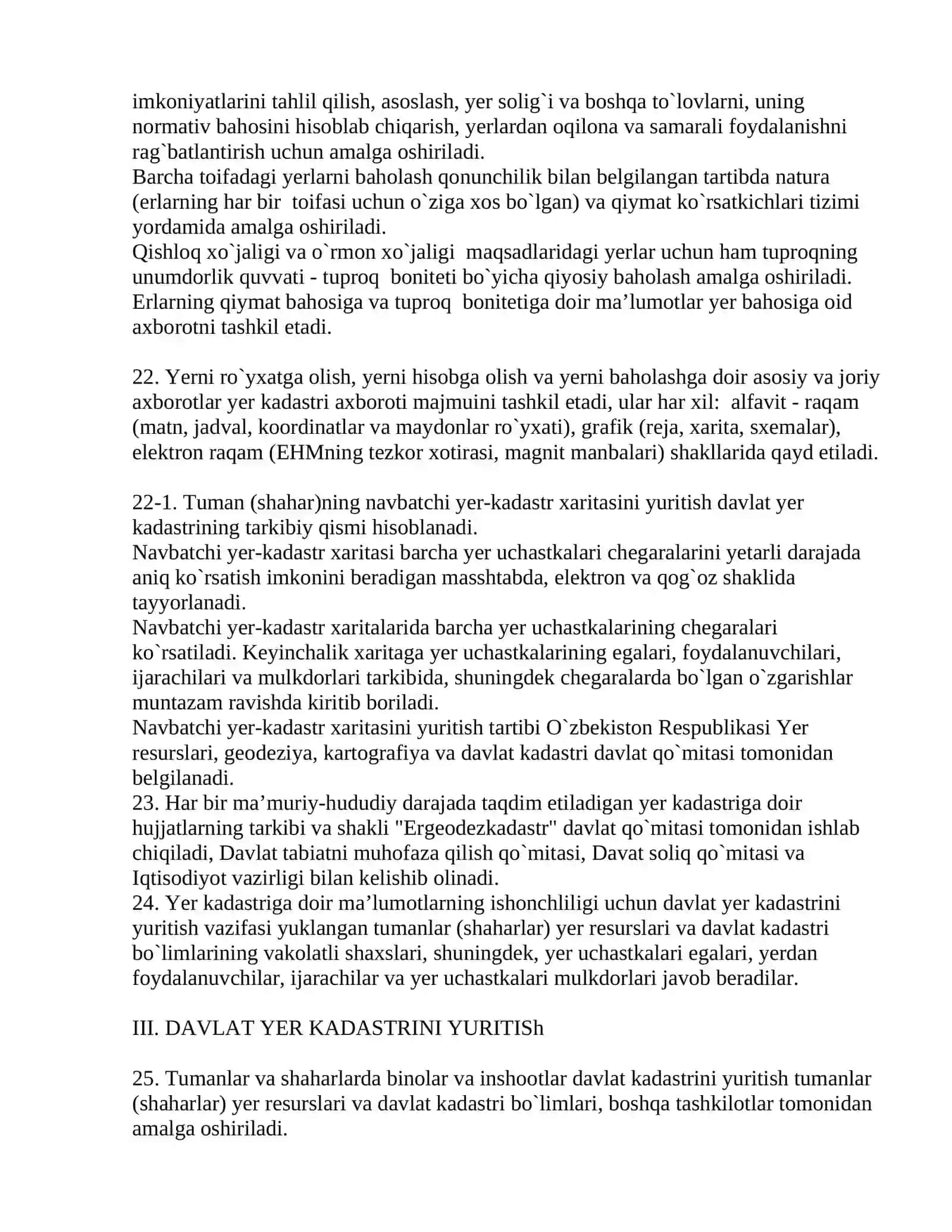 Davlat yer kadastrini yuritish tartibi to`g`risida NIZOM 4