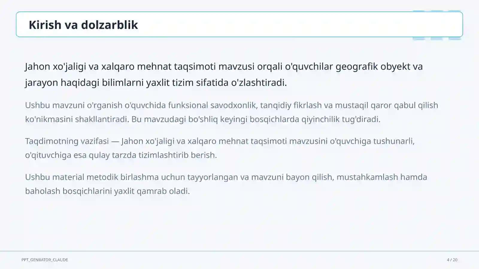 Jahon xo'jaligi va xalqaro mehnat taqsimoti (10-sinf) 4
