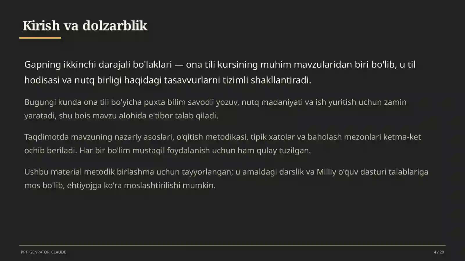 Ona tili (5– 11) — metodik birlashma uchun 4