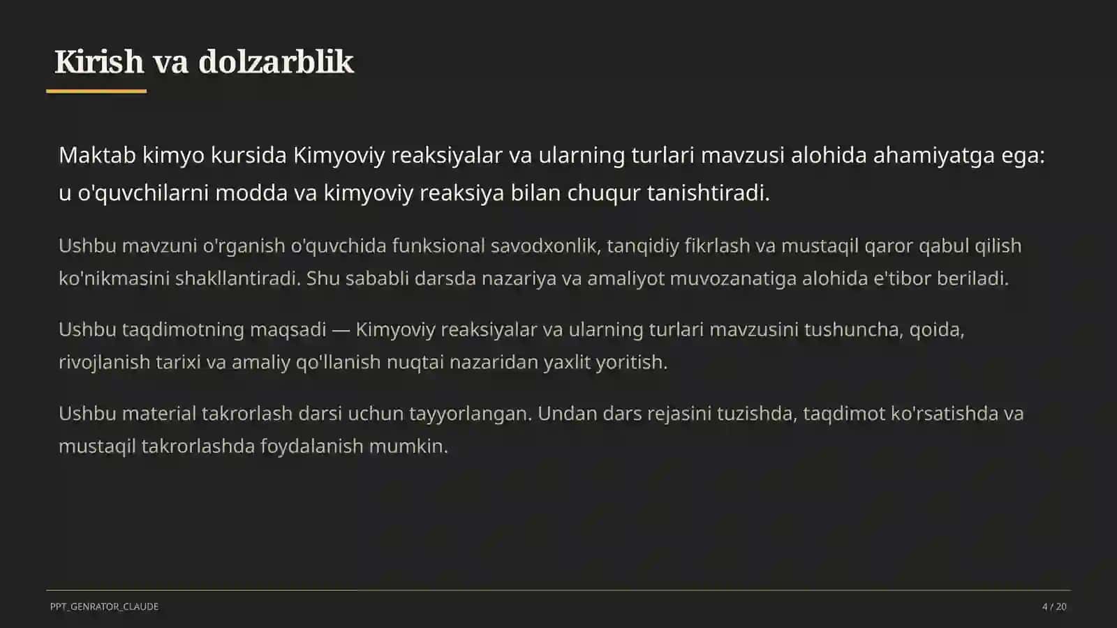 Kimyoviy reaksiyalar va ularning turlari (7-sinf) 4