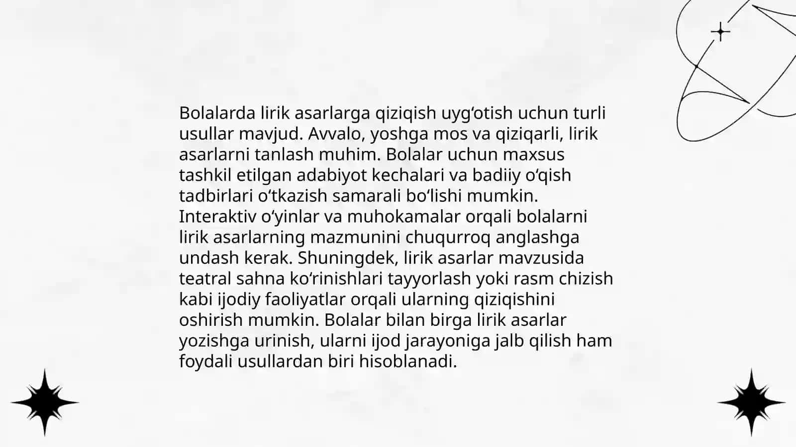 Boshlangʻich sinfda lirik asarlar ustida ishlash metodikasi 4