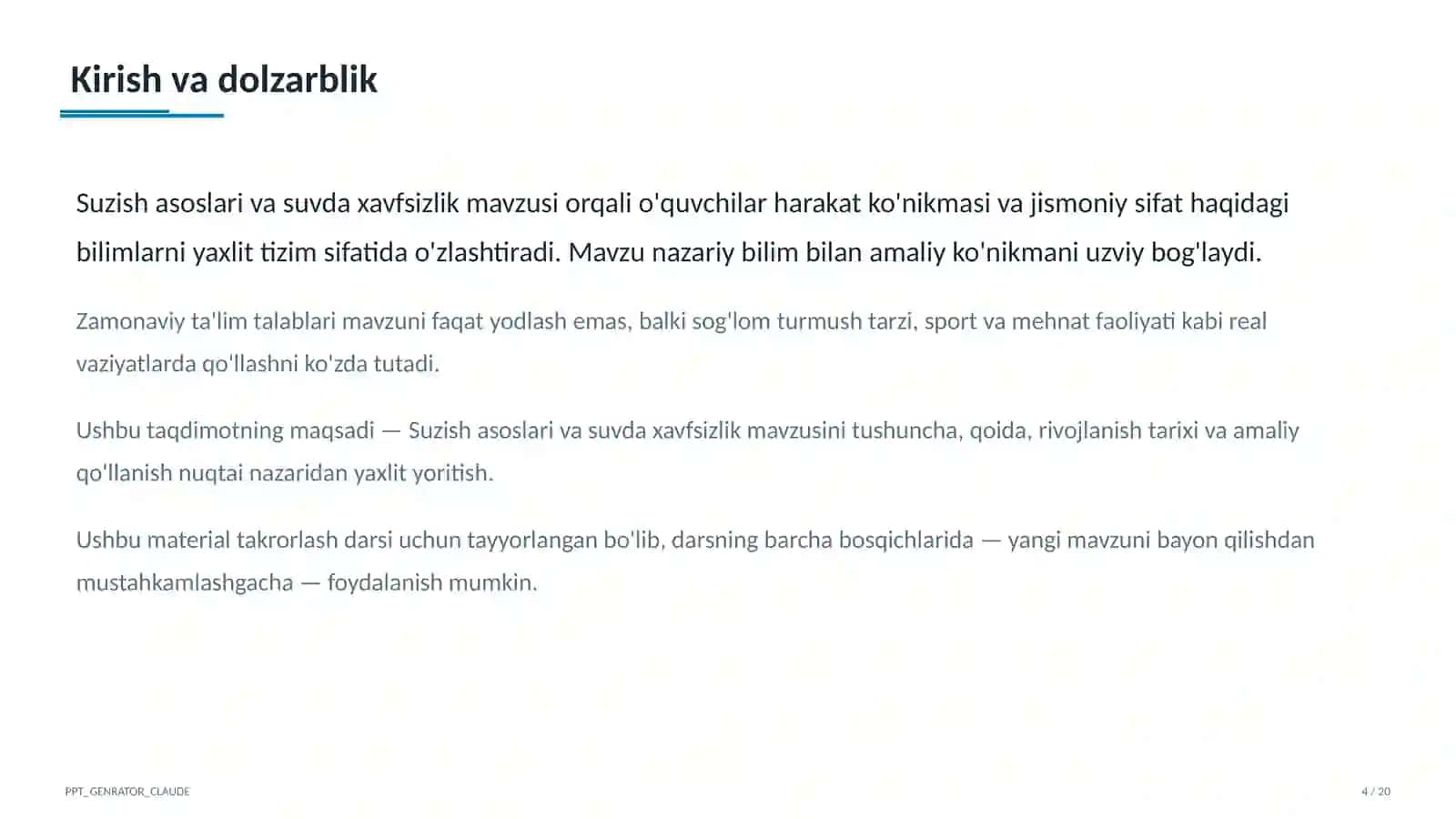 Suzish asoslari va suvda xavfsizlik (6-sinf) 4