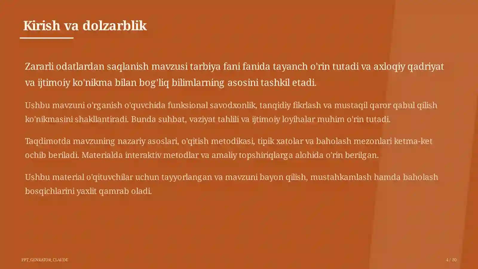 Zararli odatlardan saqlanish (7-sinf) 4