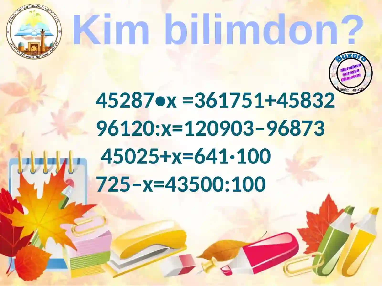 Matematika Tenglamalar yechish 4