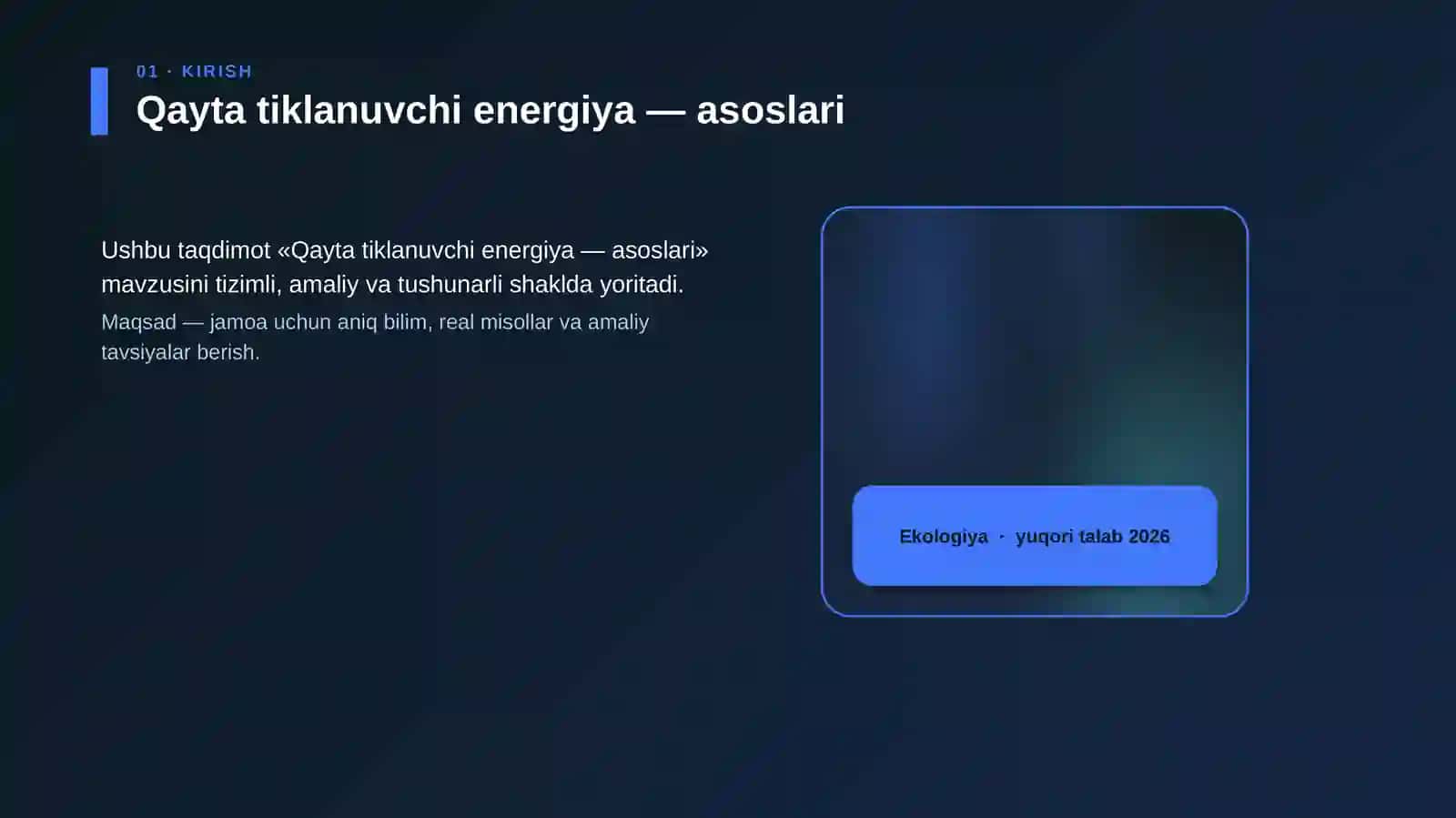 Qayta tiklanuvchi energiya — asoslari 4
