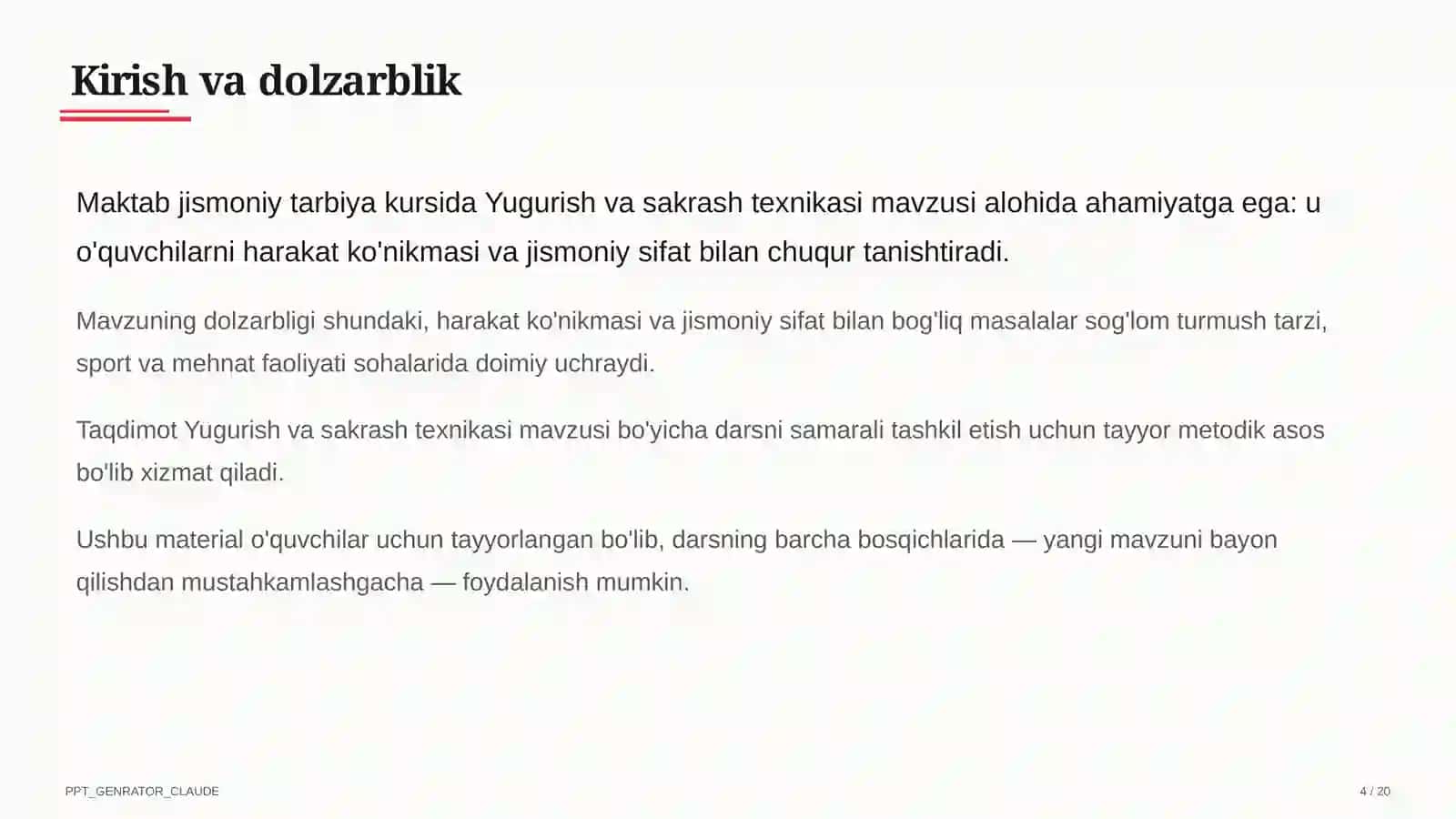 Yugurish va sakrash texnikasi (2-sinf) 4