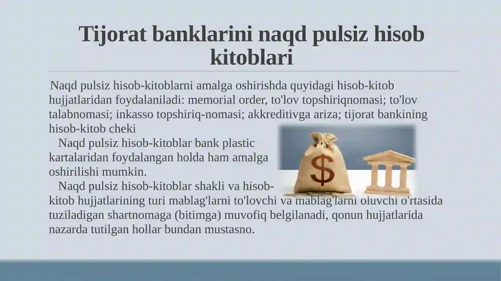 Tijorat banklarni naqd pulsiz hisob kitoblarini hisob kitobi 4