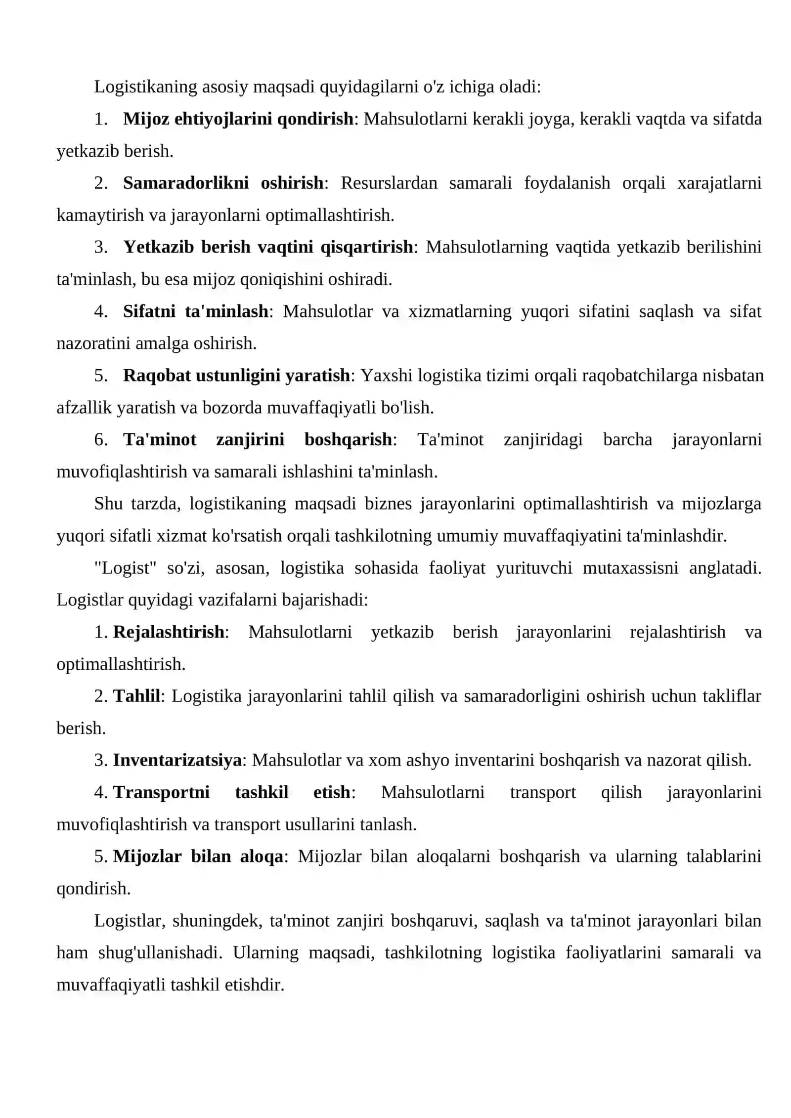 Logistik texnologiya tushunchasi, mazmuni va mohiyati 4