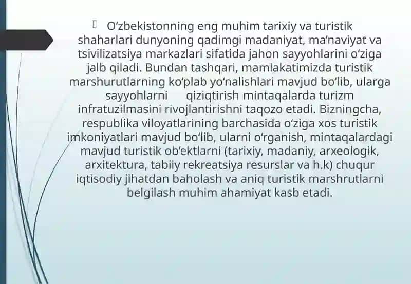 O'zbekistonda turizm rivojlanishining nazariy asoslari 4