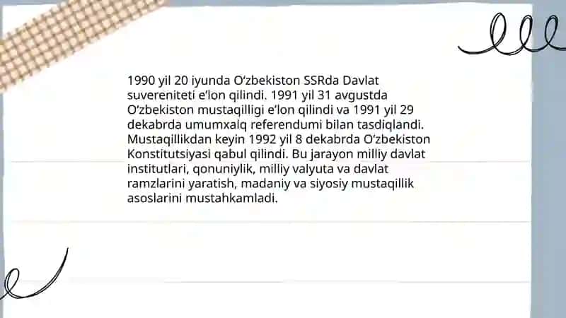 Mustaqil Òzbekiston Respublikasi topishining tarixiy ahamiyati 4