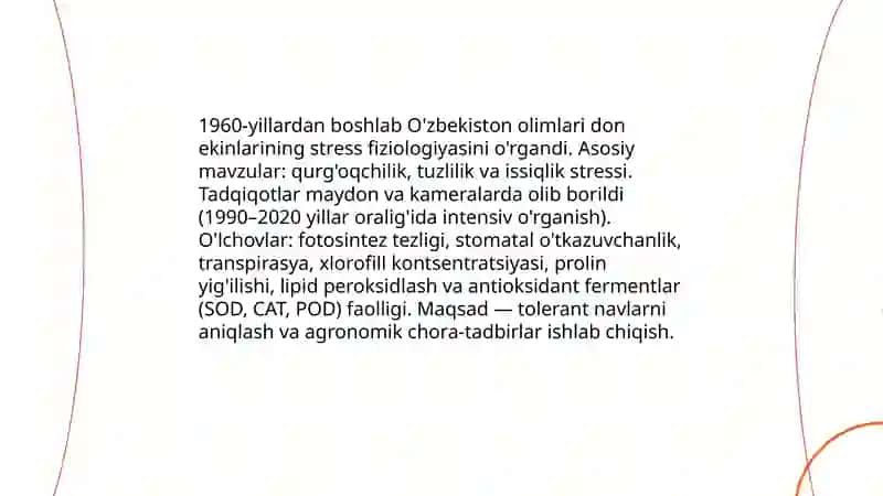 O'simliklar fiziologiyasiga hissa qo'shgan o'zbek olimlarini olib borgan ilmiy tadqiqot ishlari 4