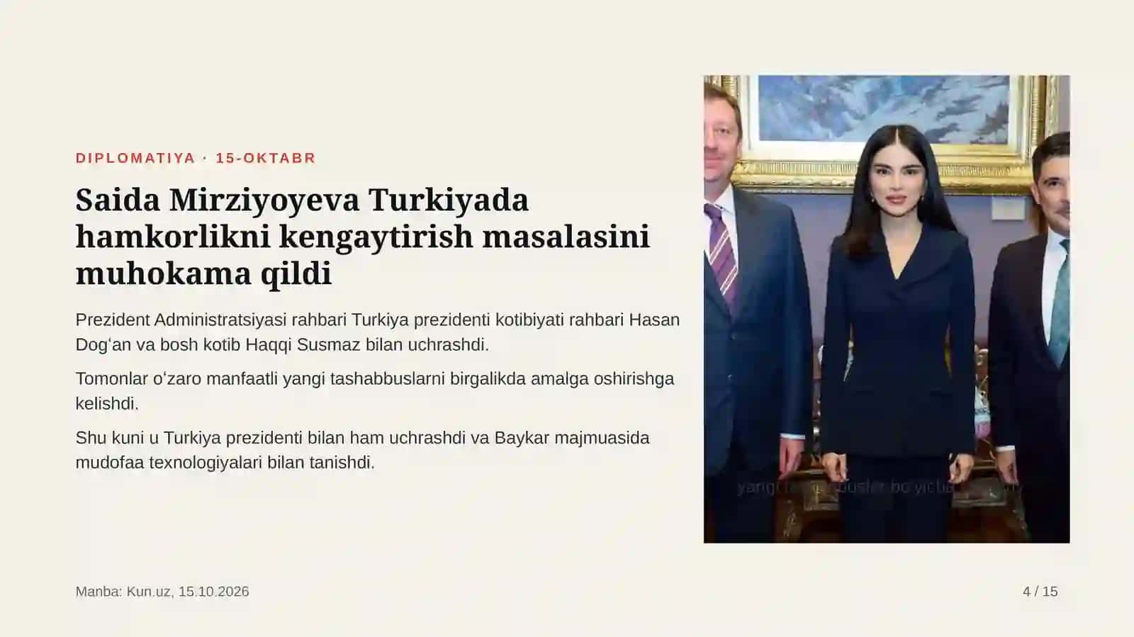 Kun.uz yangiliklari (1).pptx O‘zbekiston va jahondan 13 ta asosiy voqea 4