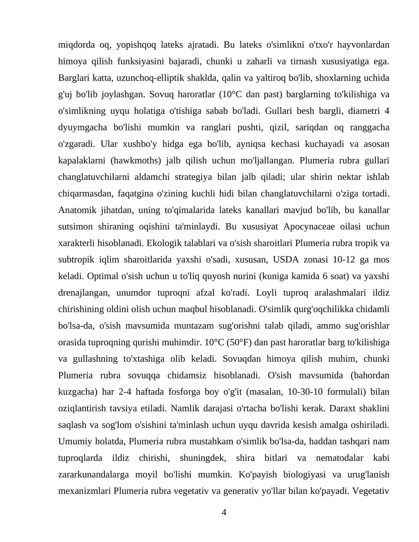 Plumeriya rubra manzarali daraxtining biologiyasi va tarqalishi 4