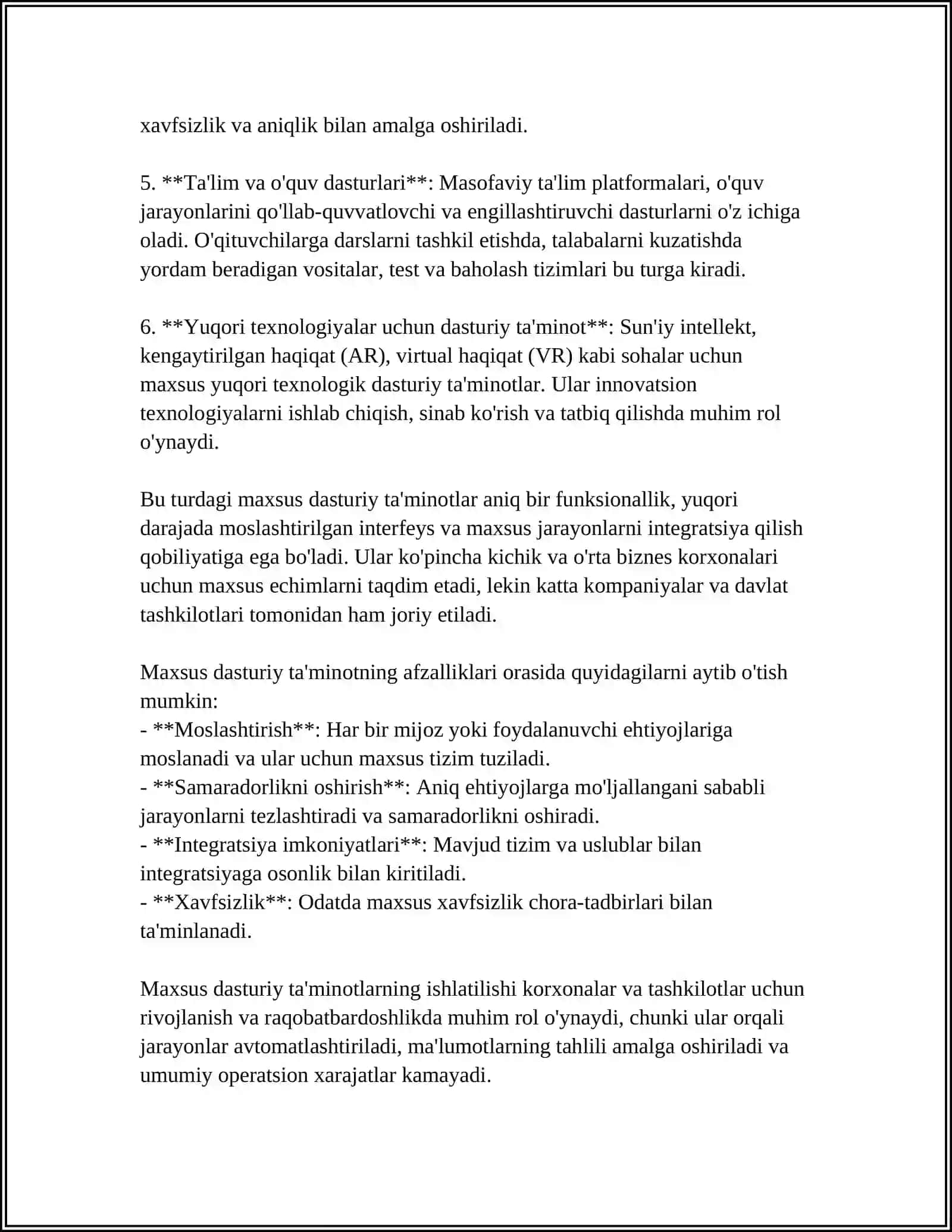 MAXSUS DASTURIY TA'MINOTLARDAN FOYDALANISH 4