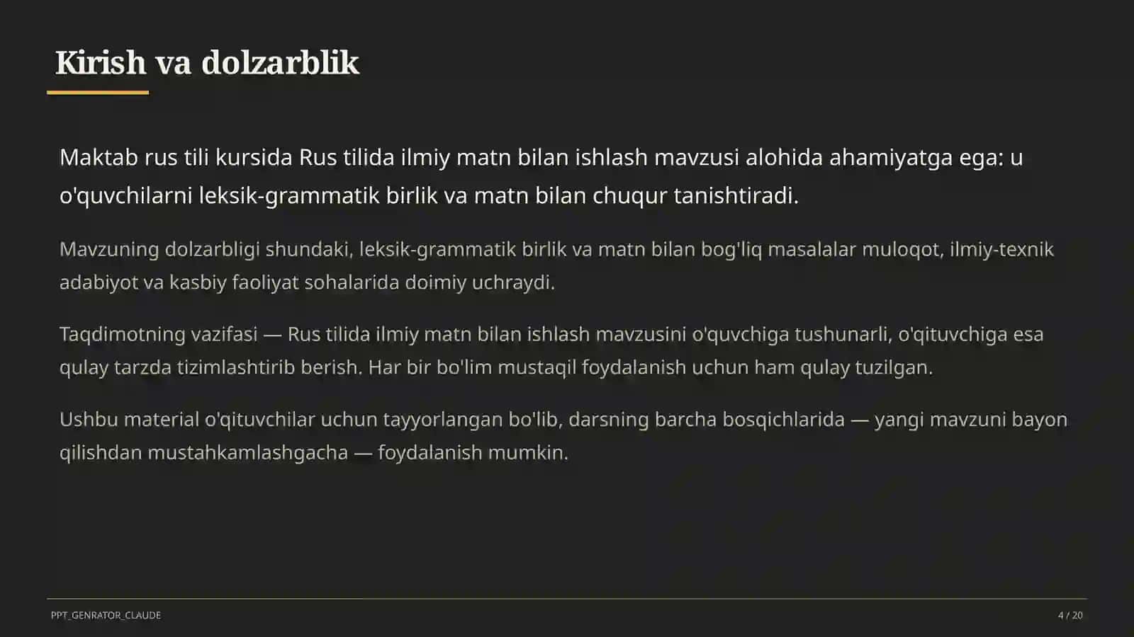 Rus tilida ilmiy matn bilan ishlash (11-sinf) 4