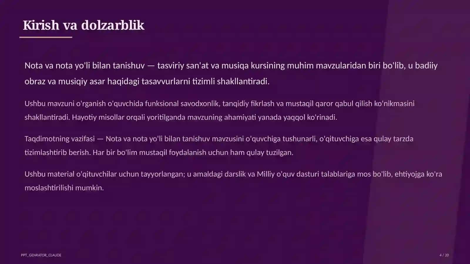 Tasviriy san'at va musiqa (1–7) — o'qituvchilar uchun 4